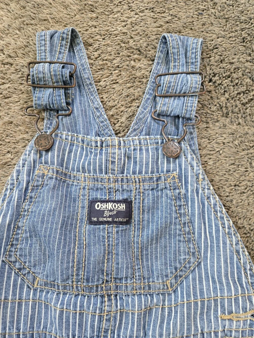 Oshkosh striped bib overalls 2t